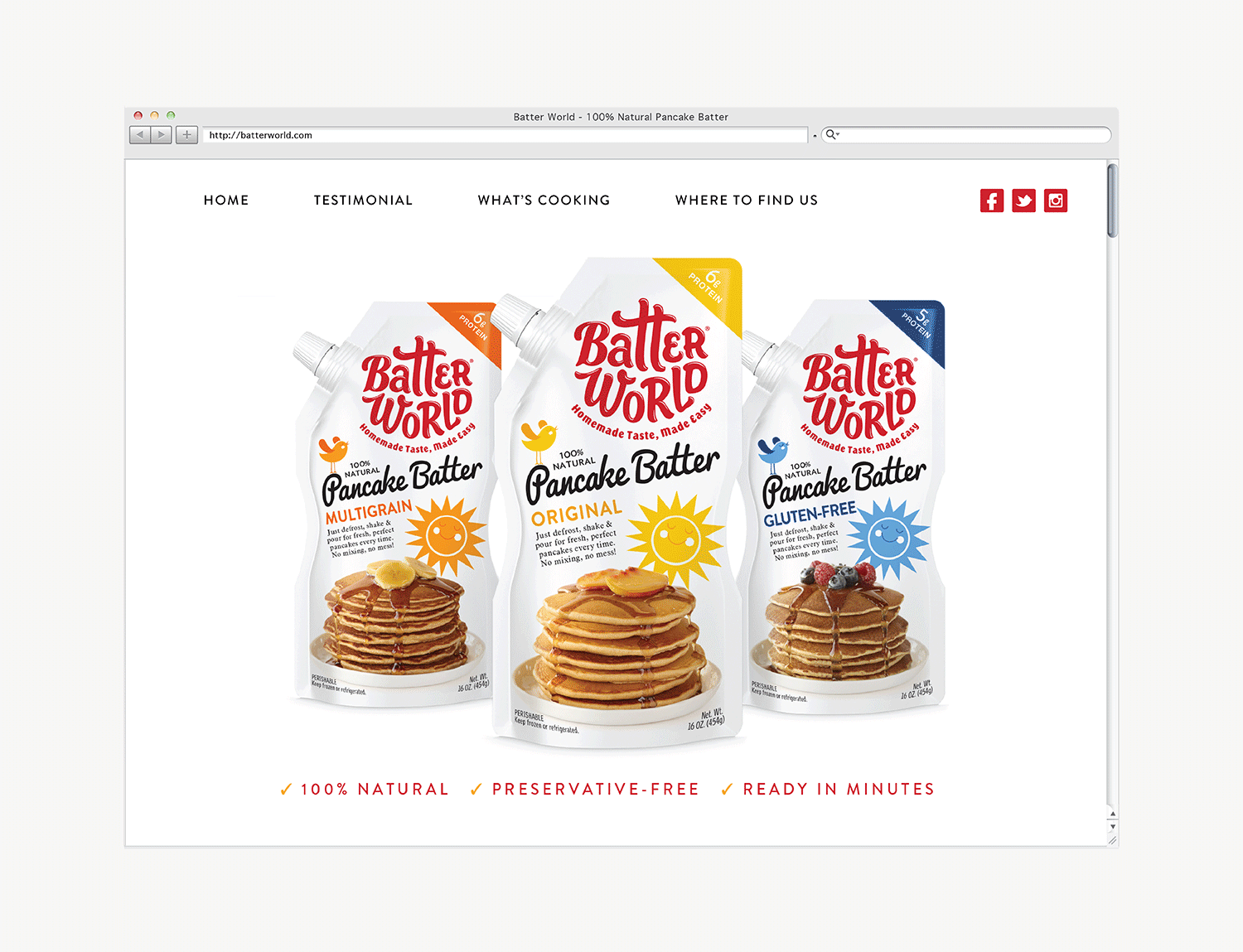 Animation of Batter World website design.