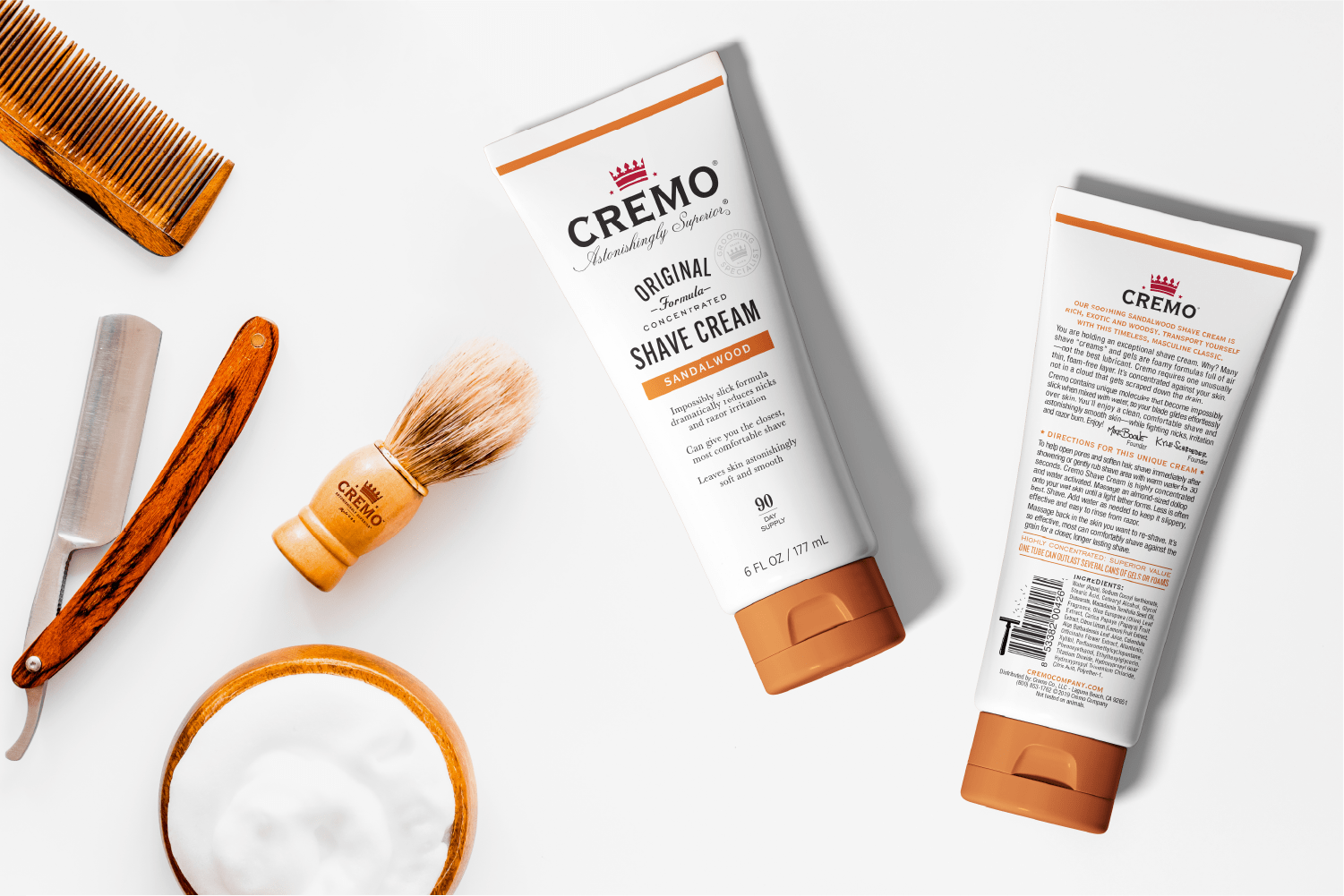 Cremo Sandalwood Shave Cream and creative UPC barcode