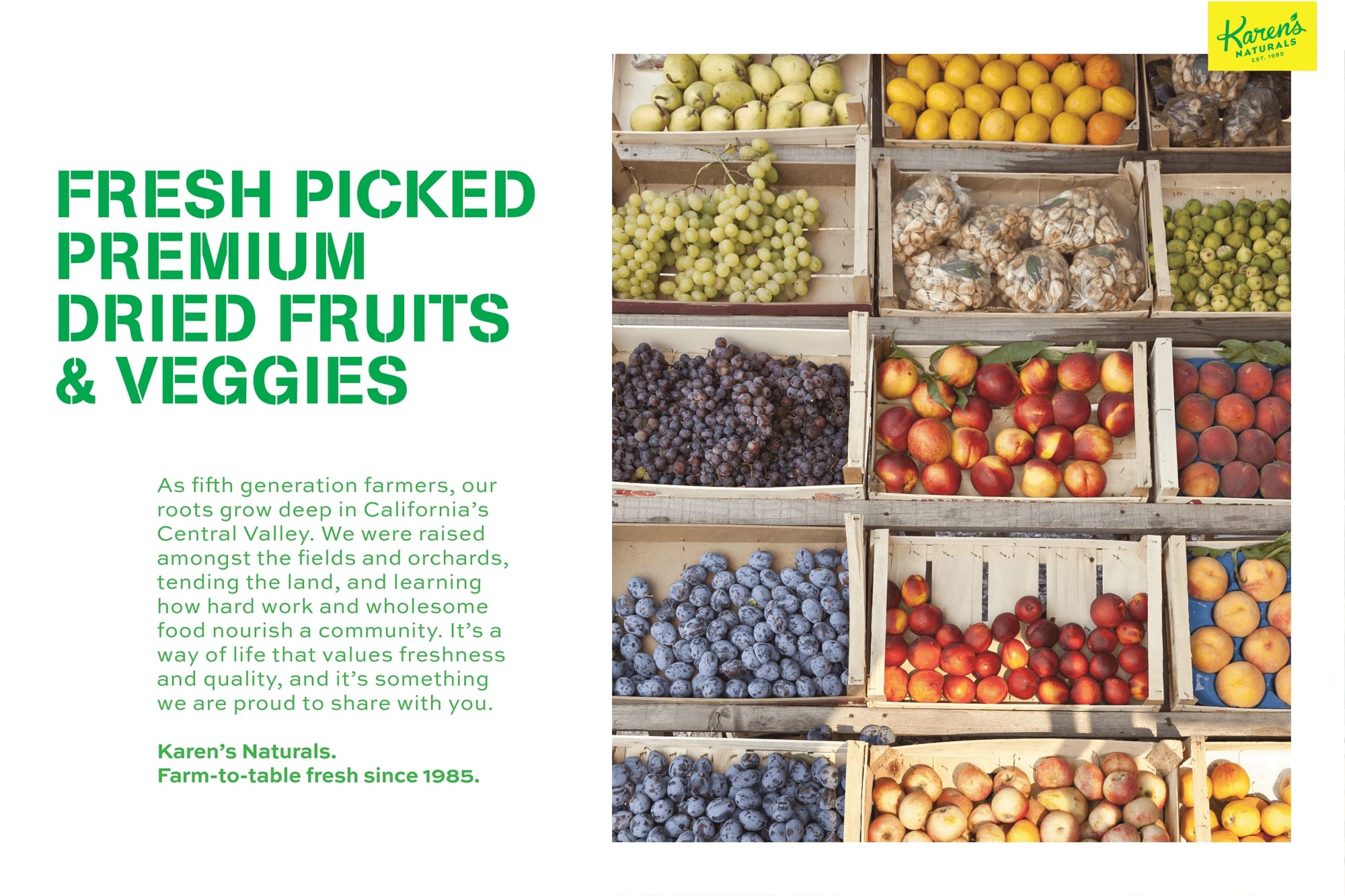 Crates of fresh fruit before the dehydrating.