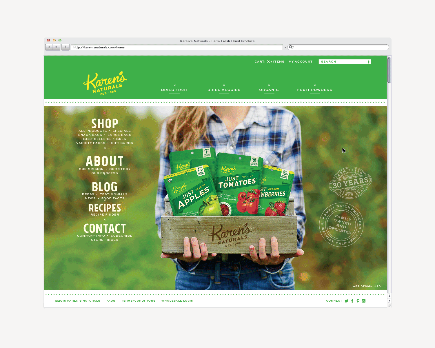 Animation of Karen's Naturals website designed by Juli Shore Design.