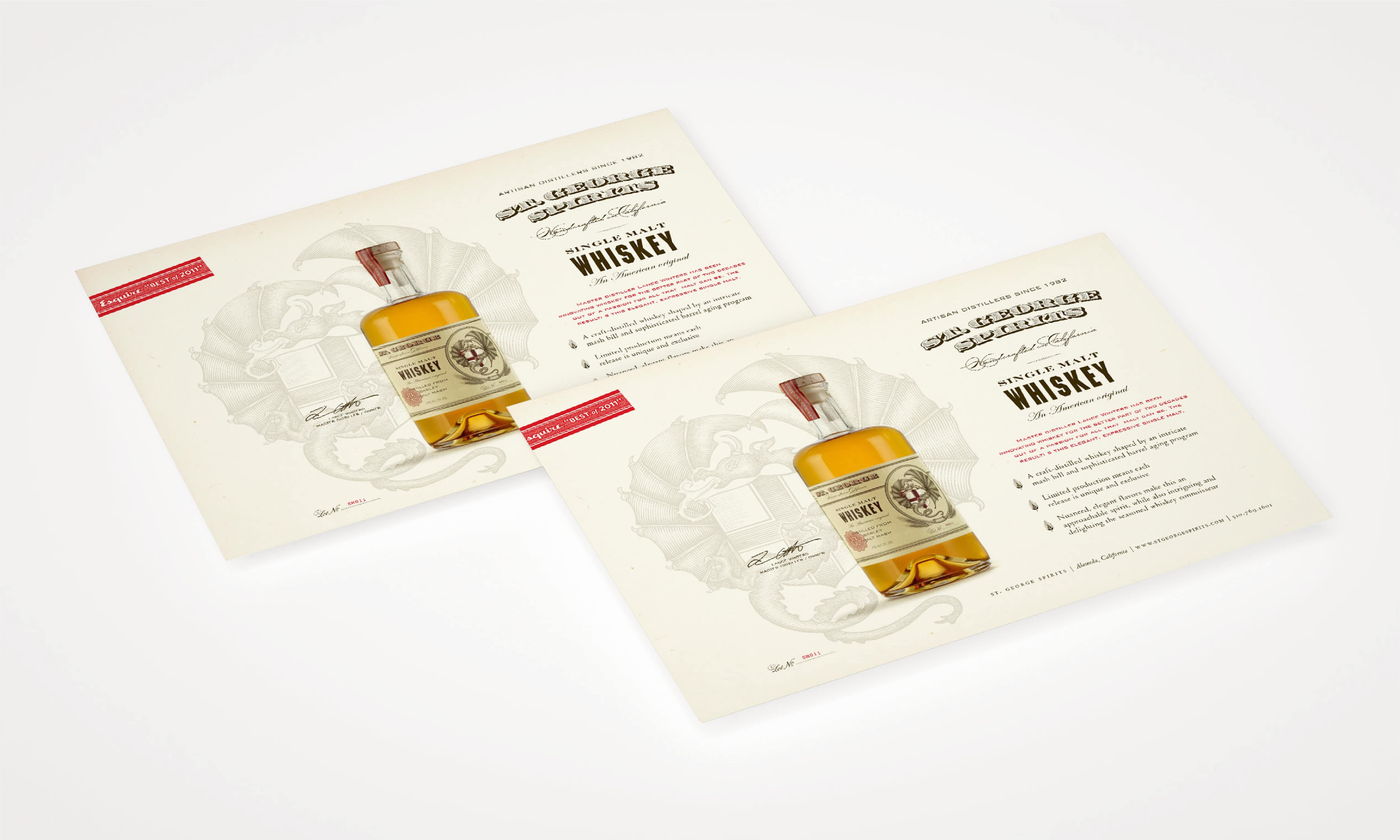 St. George Spirits Single Malt Whiskey Sell Sheet.