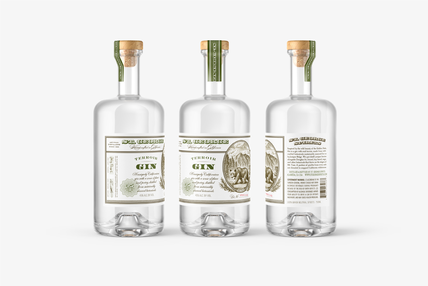 St. George Spirits Terroir Gin bottles.