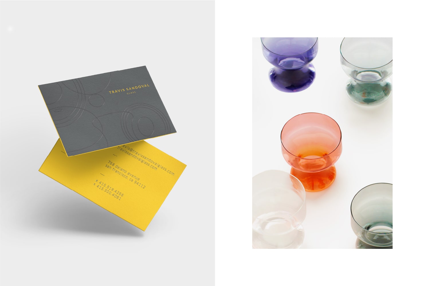 Travis Sandoval Glass engraved luxury business cards.