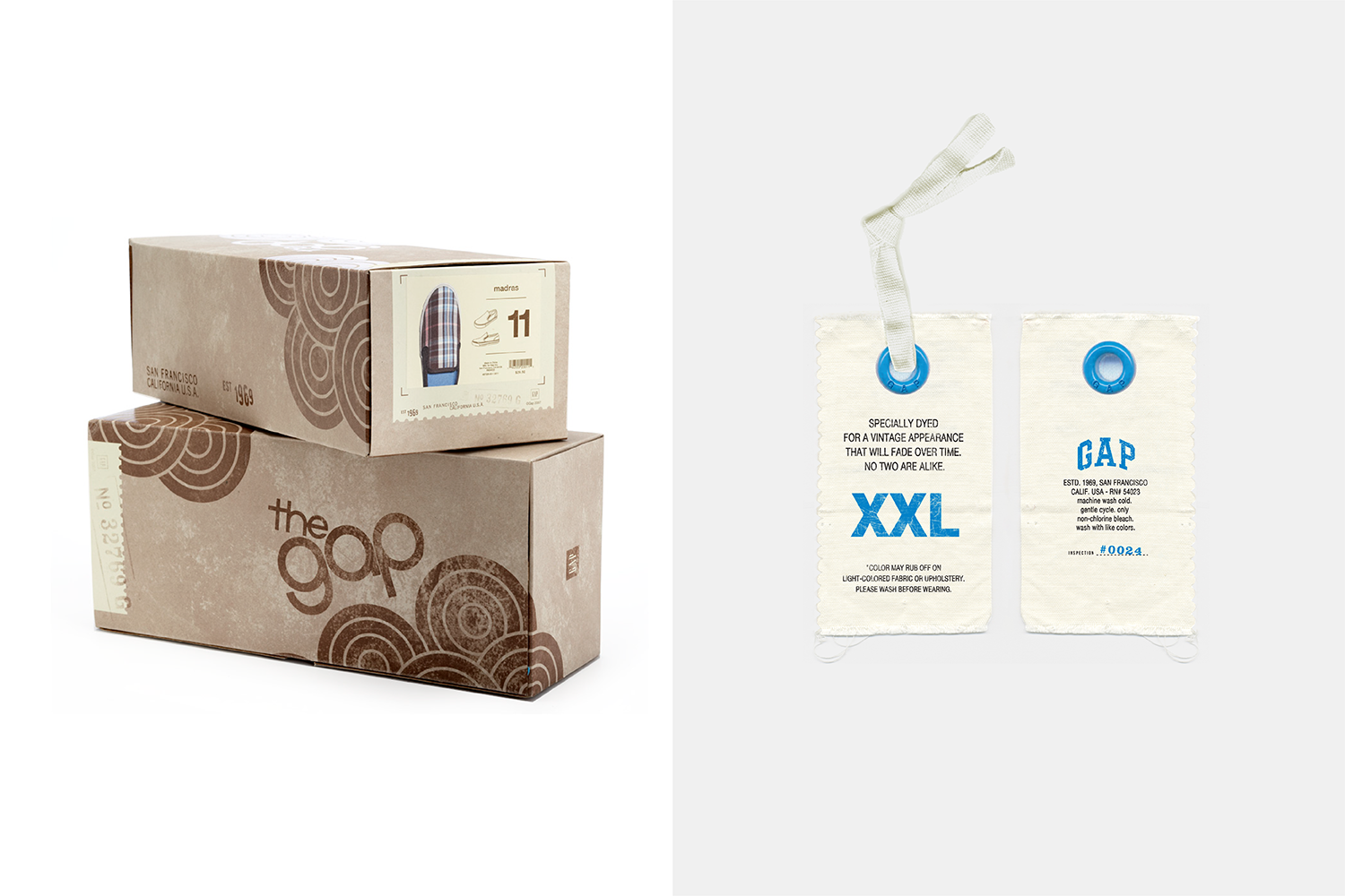 Gap shoe box and pigment dyed hangtag.