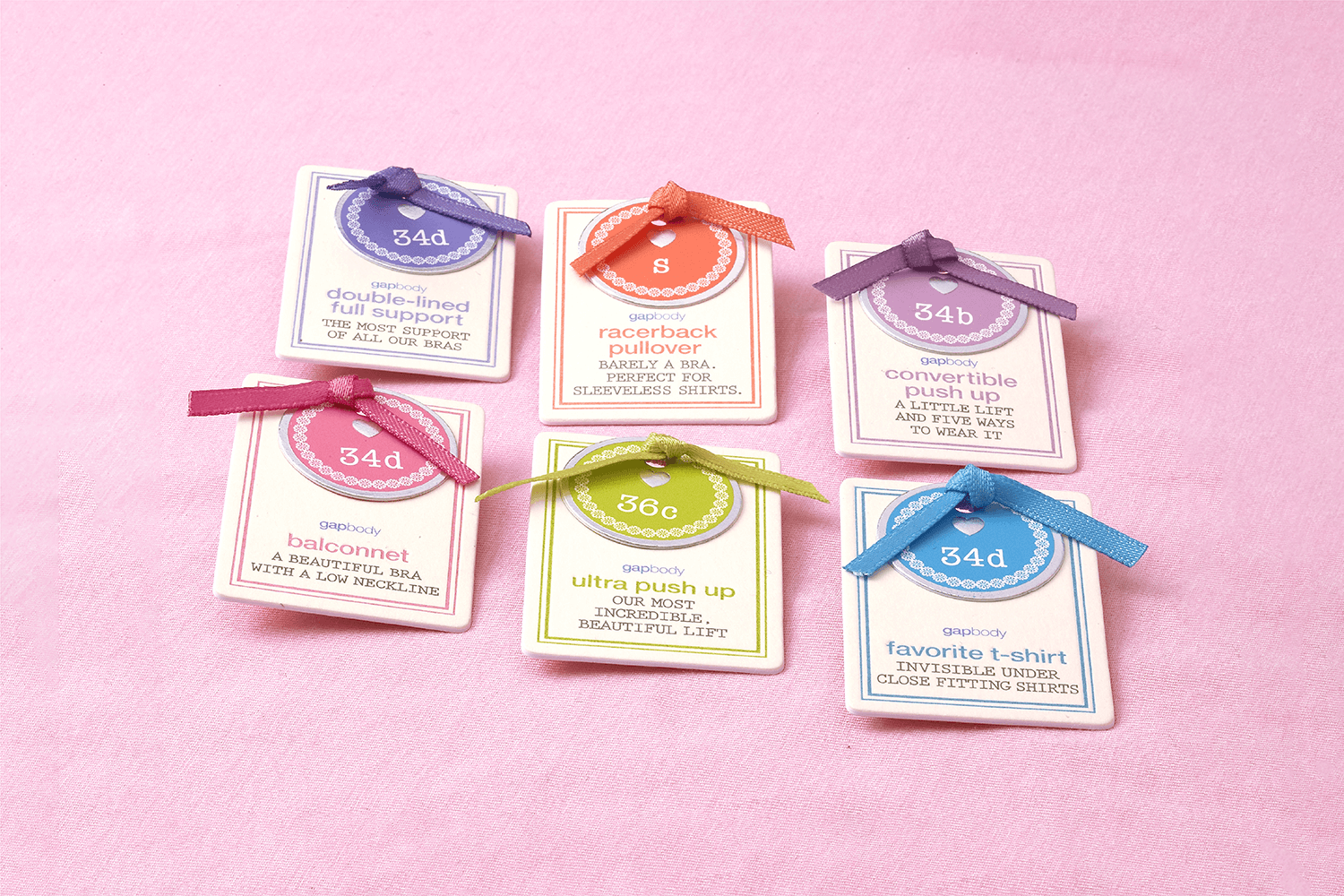 Gap Body Bra hangtags.